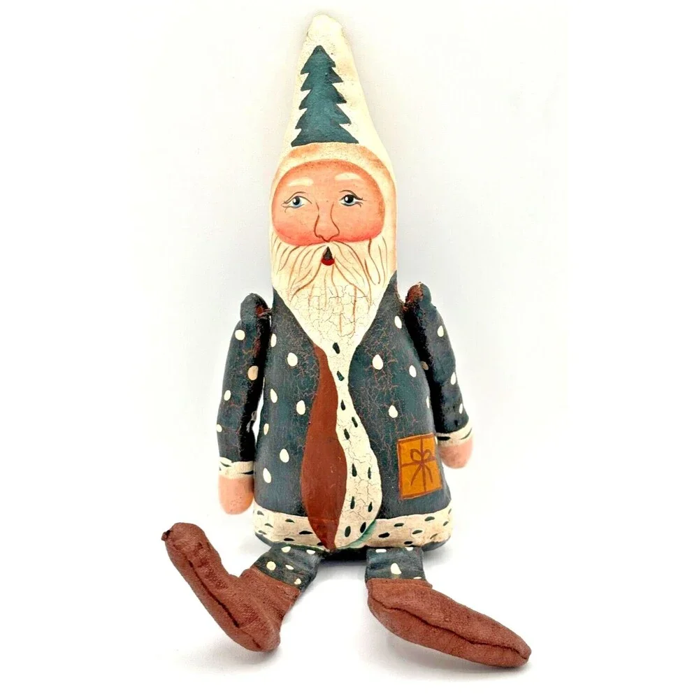Santa Claus‎ Folk Art Paper Maché Shelf Sitter Primitive Hand Painted Gnome
